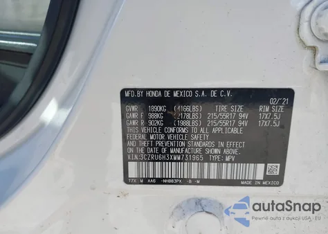 2021 Honda Hr-V Awd Lx из США, поврежденный, VIN 3CZRU6H3XMM731965